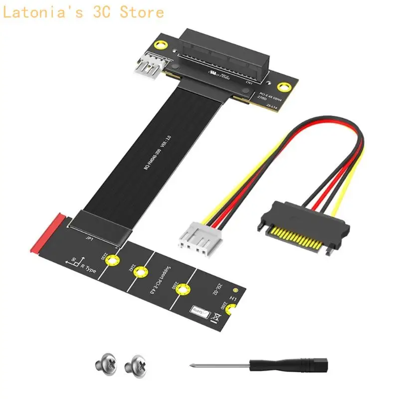 Internal SSDs Adapter Extension for M.2 NVMes to PCIe 4X Routing, PCBs Boards and Ribbon Cable for PC Upgrades X3UB