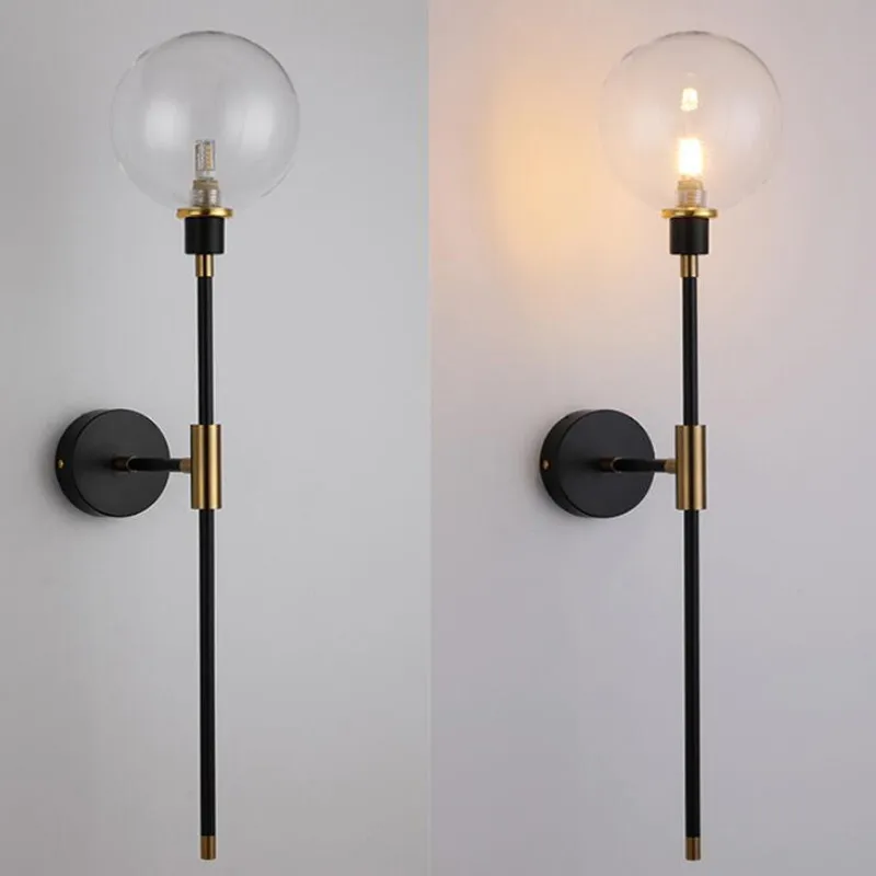 

Modern Led Wall Lamp Black Iron Glass Ball Wall Lamps For Living Room Bedroom Loft Decor Nordic Home Bedside Wall Light Fixtures