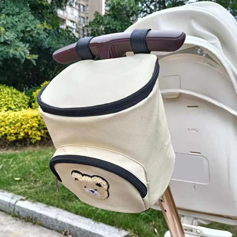 Baby Strolle Saddlebag Cute Leather Waterproof Bags Kinderwagen Bottle Children Diapers Organizers Stroller Storage Accessories