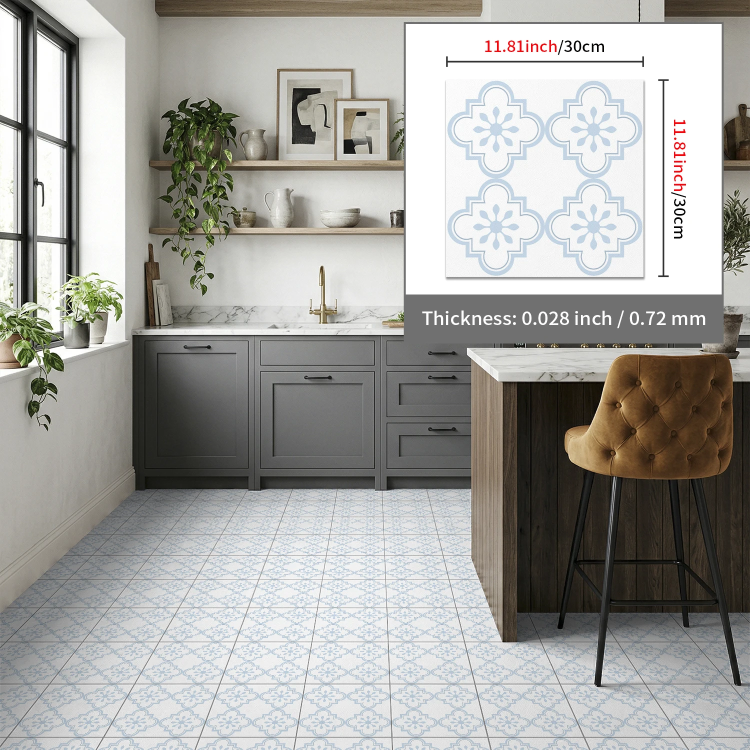 

Thick frosted matte waterproof self-adhesive tile sticker suitable for kitchen, bathroom, wall and floor decoration stickers