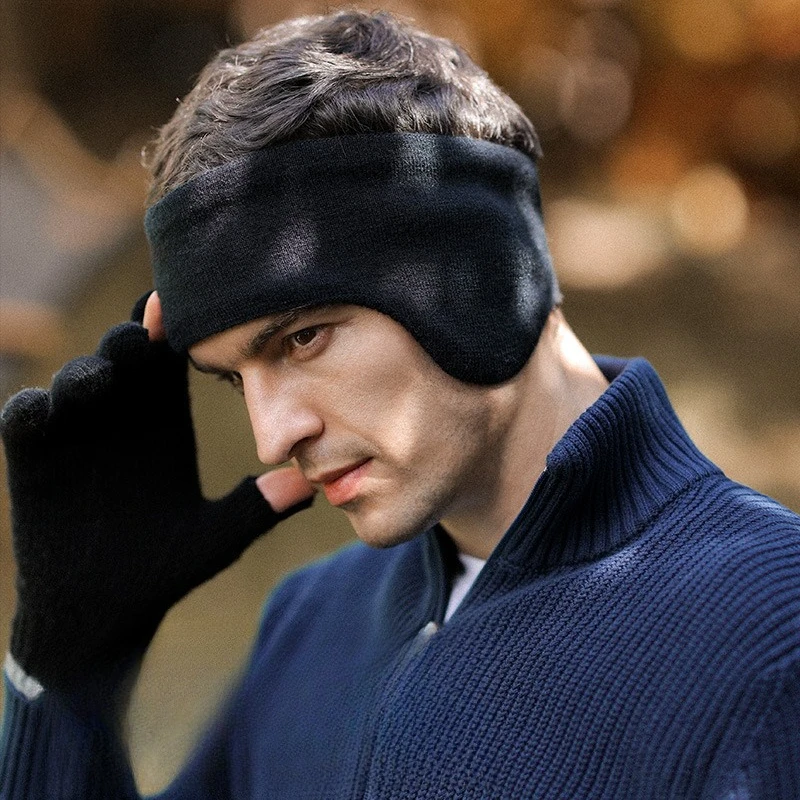 Winter Windproof Behind Head Ear Muffs Double Layer Warm Earmuffs For Men Outdoor Cycling Ski Cold Weather Accessory
