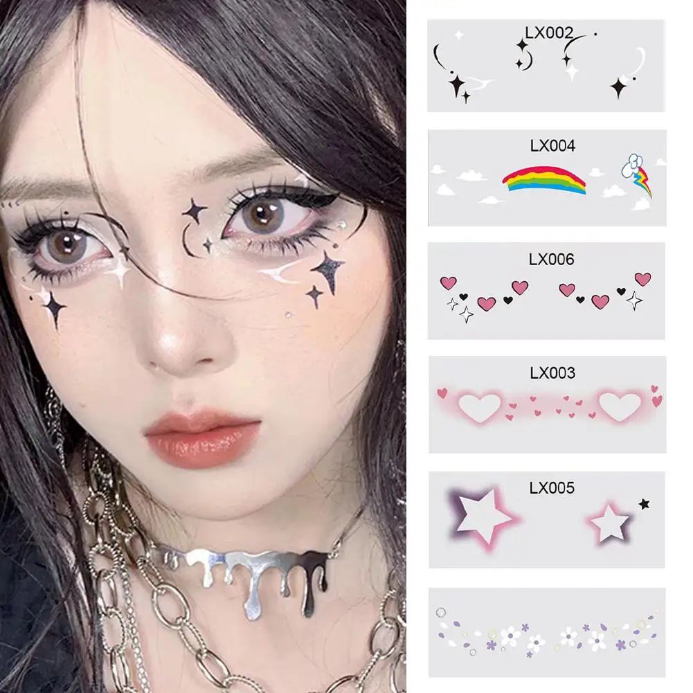 NEW High-looking Cute Face Sticker Sweet Girl Makeup Facial Tattoo Sticker Skin Care Pad Tattoo Temporary Patch Face Waterp U3L2