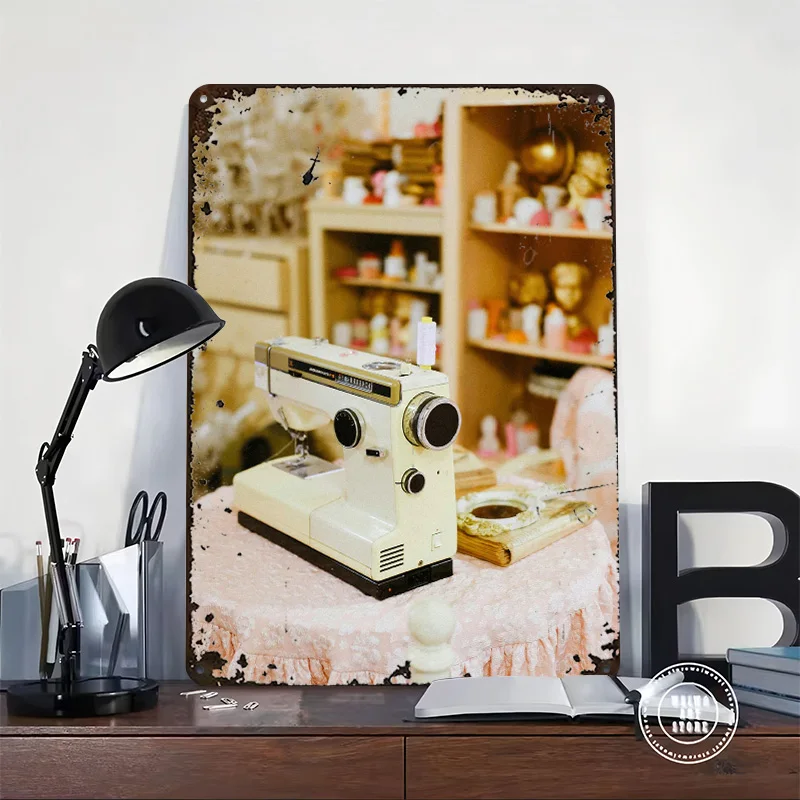 Vintage Sewing Machine Tinplate Poster Custom Wall Art Vintage Metal Signs Retro Tin Plaque for House Home Decorations Decor
