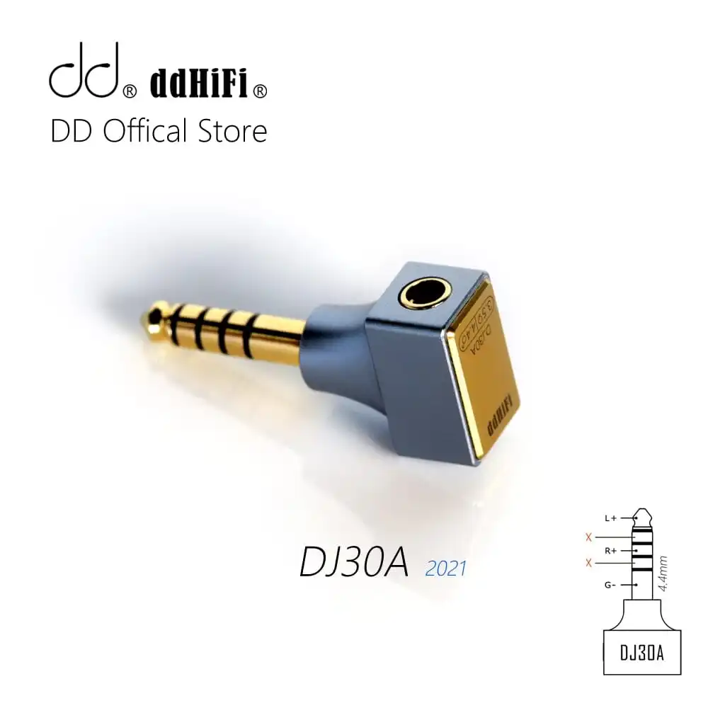 DD ddHiFi New DJ30A 3.5mm Female to 4.4mm Male Earphone Plug Adapter, Apply to 3.5mm Headphone Cable from 4.4 Output