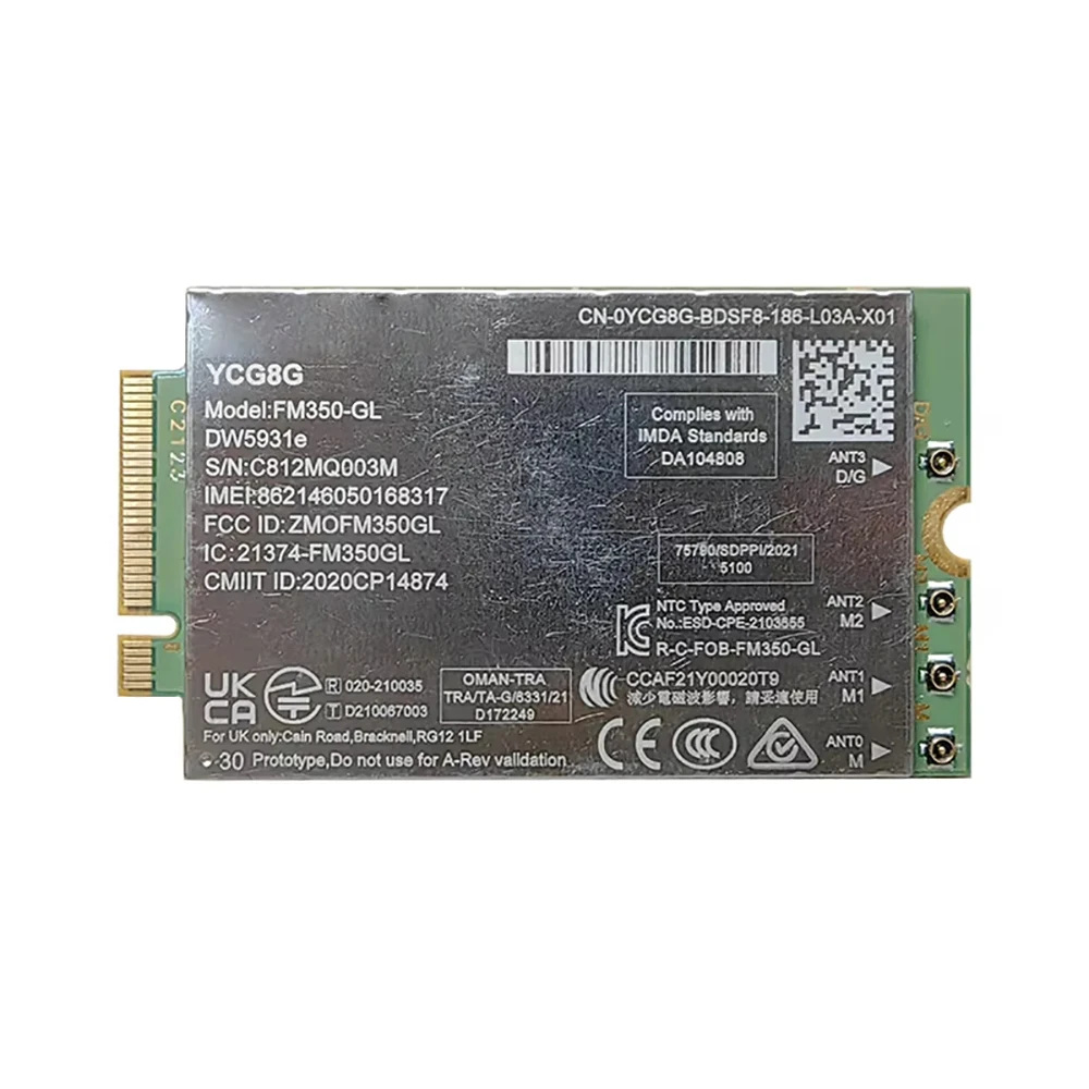 

FM350-GL DW5931e 5G WWAN Card M.2 Module For Latitude 5531 9330 3571 Laptop Intel 5G Solution 5000 Global 4x4 MIMO GNSS Modem