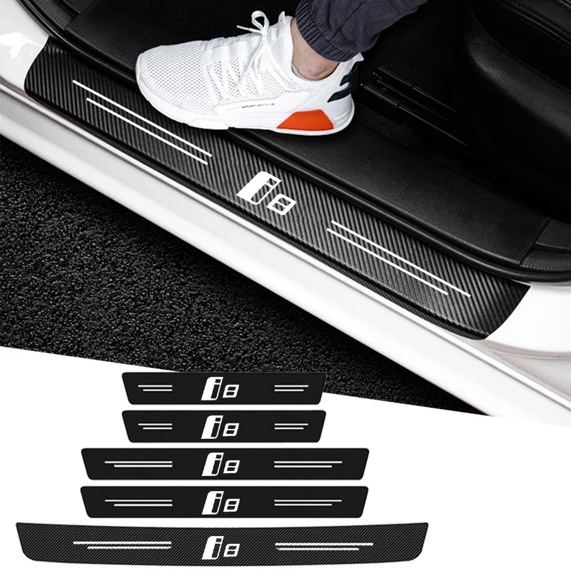 Car Door Sill Stickers Threshold for BMW i8 Logo 2023 Rear Trunk Sill Bumper Pedal Guard Strips Anti Scratch Decals Accessories