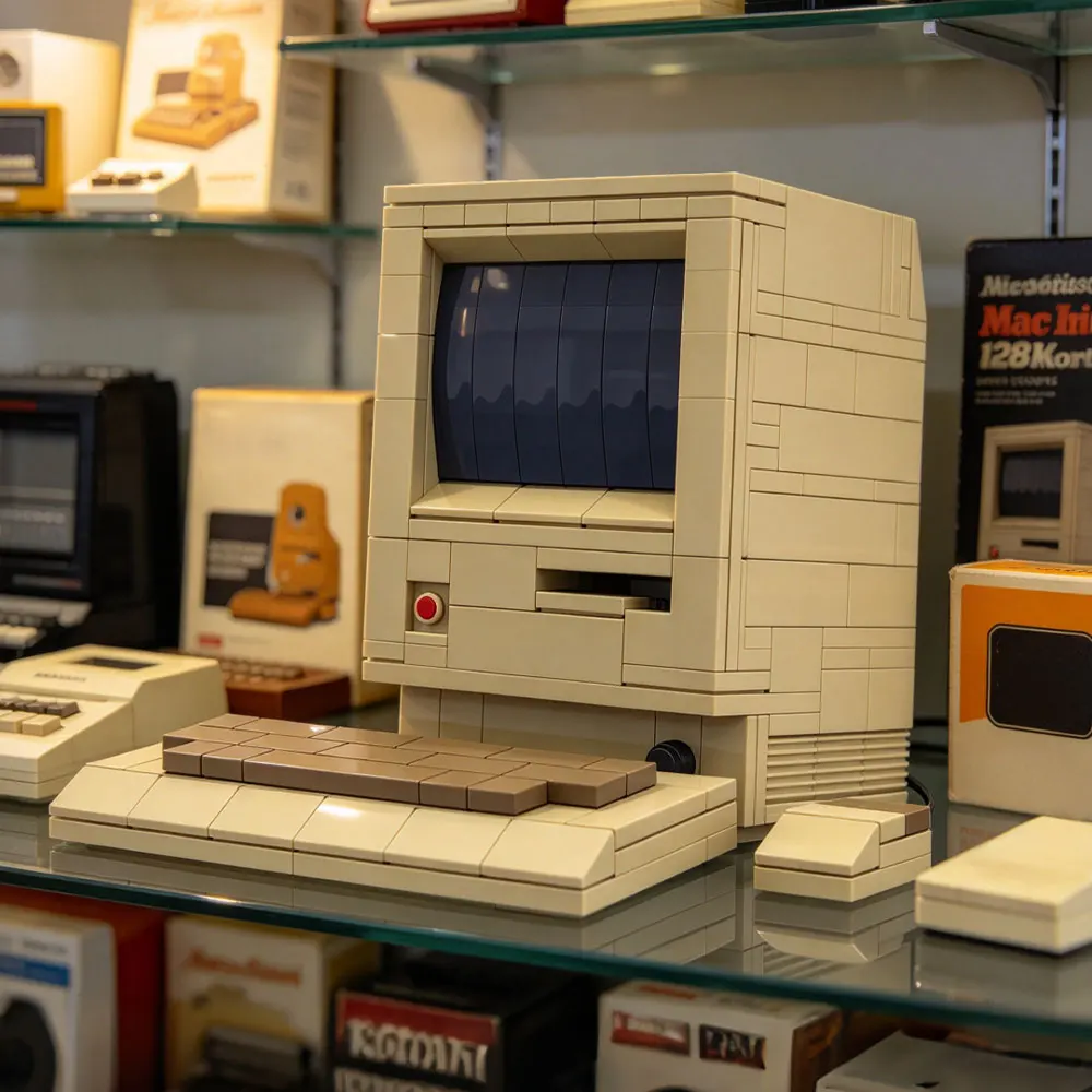 MOC Retro Computer Building Blocks Kit Vintage 1984 PC Brick Set For Adult Builders DIY Assembly Display Collectible