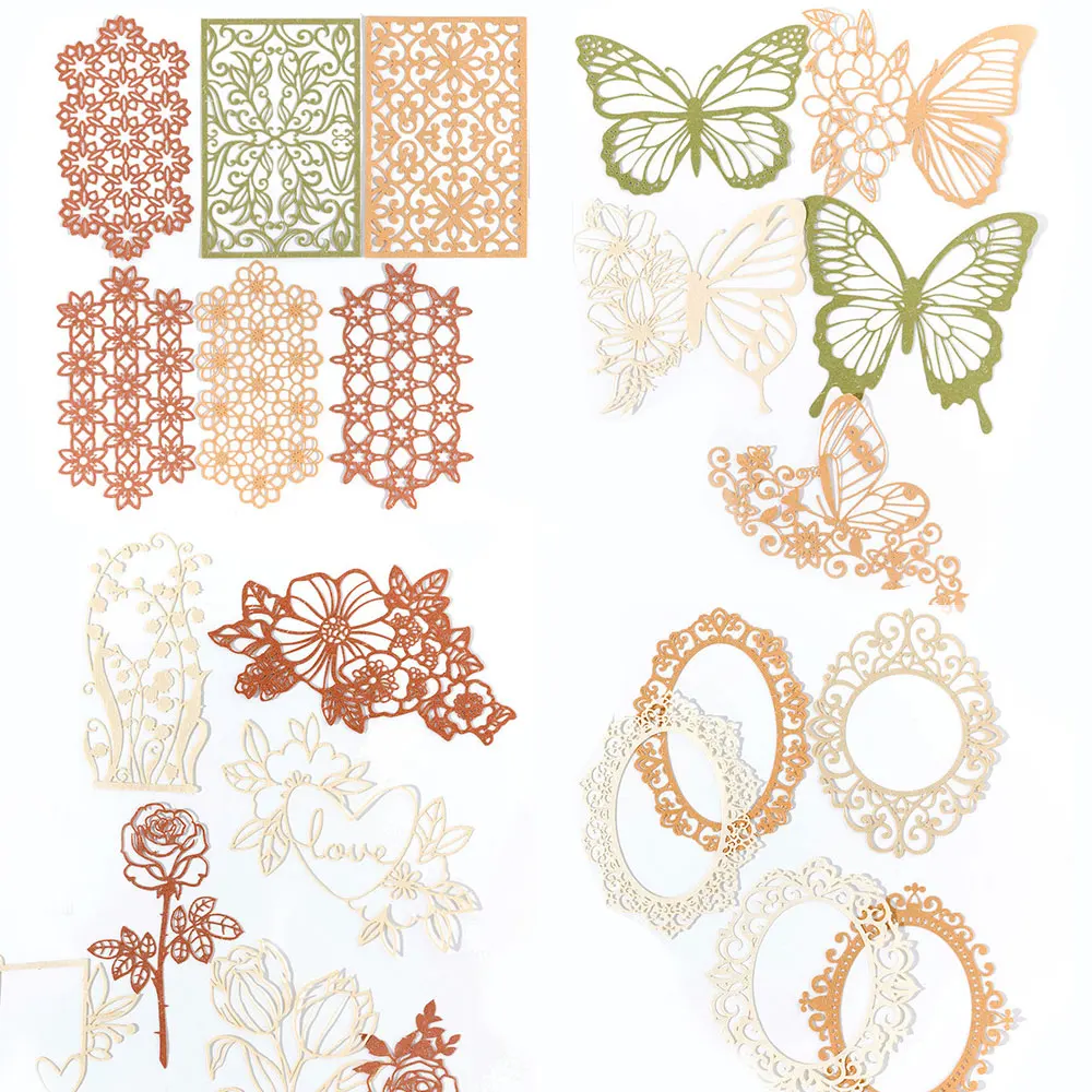 

10PCS Butterfly Hollow out Lace Paper Flower Decorative Diy Scrapbooking Diary Album Journal Collage Material