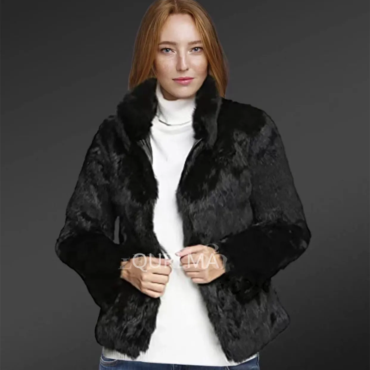 2023 Women\'s Genuine Rabbit Fur Jacket 100% Genuine Rabbit Fur Jacket Winter Warm and Fashionable European Street Style