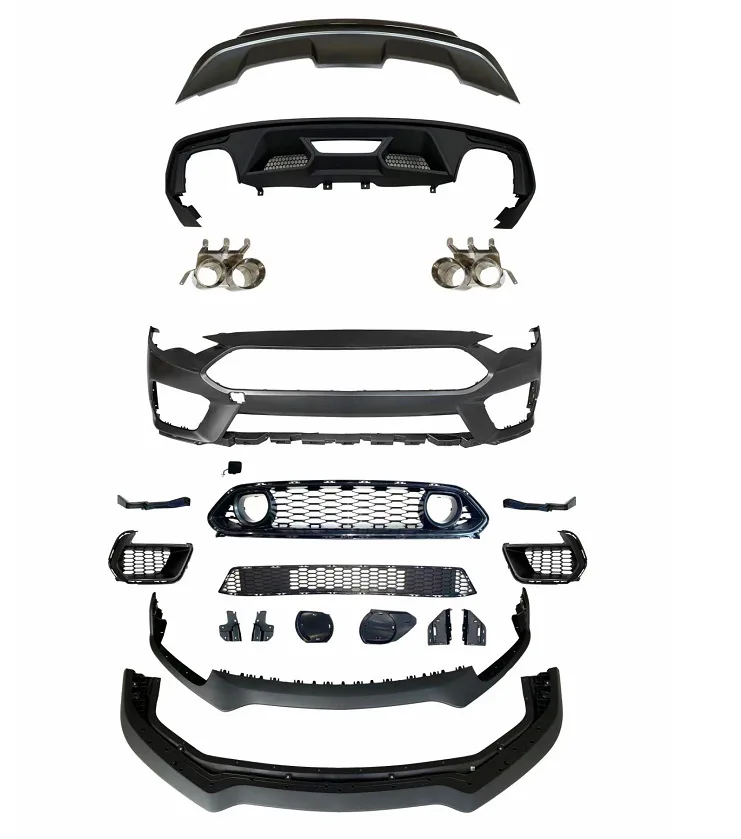 The GT500 Bumper Bumper Is Suitable for  Mustang's Modified Mach-1 Kit with a Mesh Tailpipe