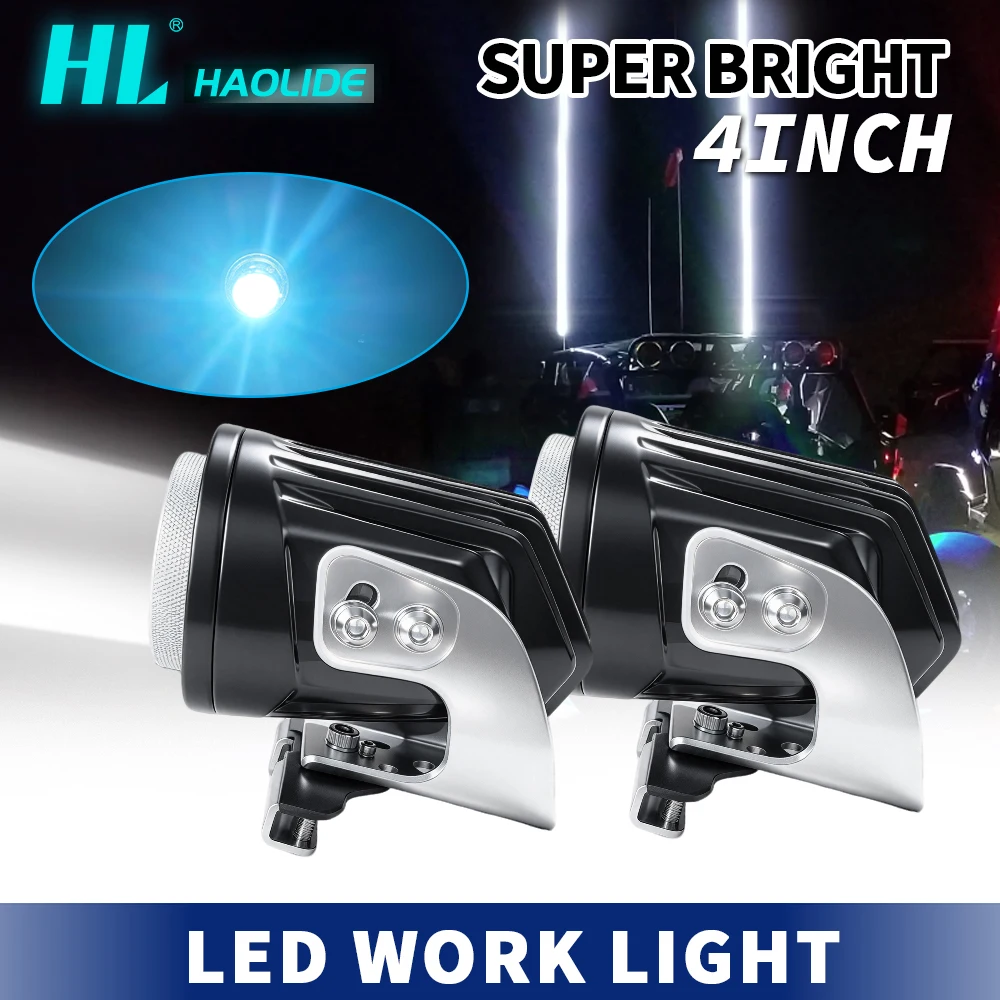 HAOLIDE 4 Inch LED Spot Lights White Light IP68 Fast Cooling Auxiliary Fog Lamp For UTV Polaris RZR ATV Vehicle off-road use