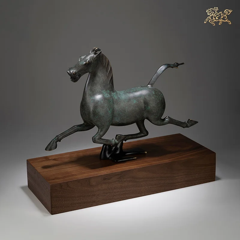 CHINA National treasure Han Dynasty BRONZE galloping horse Sculpture 5A Replica Home company Good luck Success Ornament Talisman