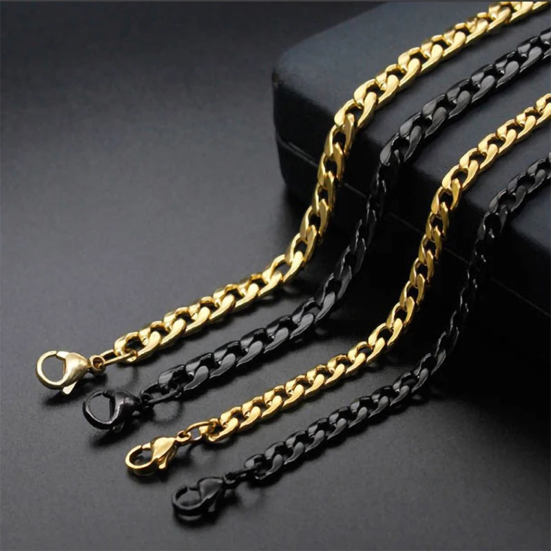 Fashion Women Men\'s Necklace Stainless Steel Curb Cuban Link NK Chain Silver Color Basic Punk Male Choker Colar Jewelry Gifts