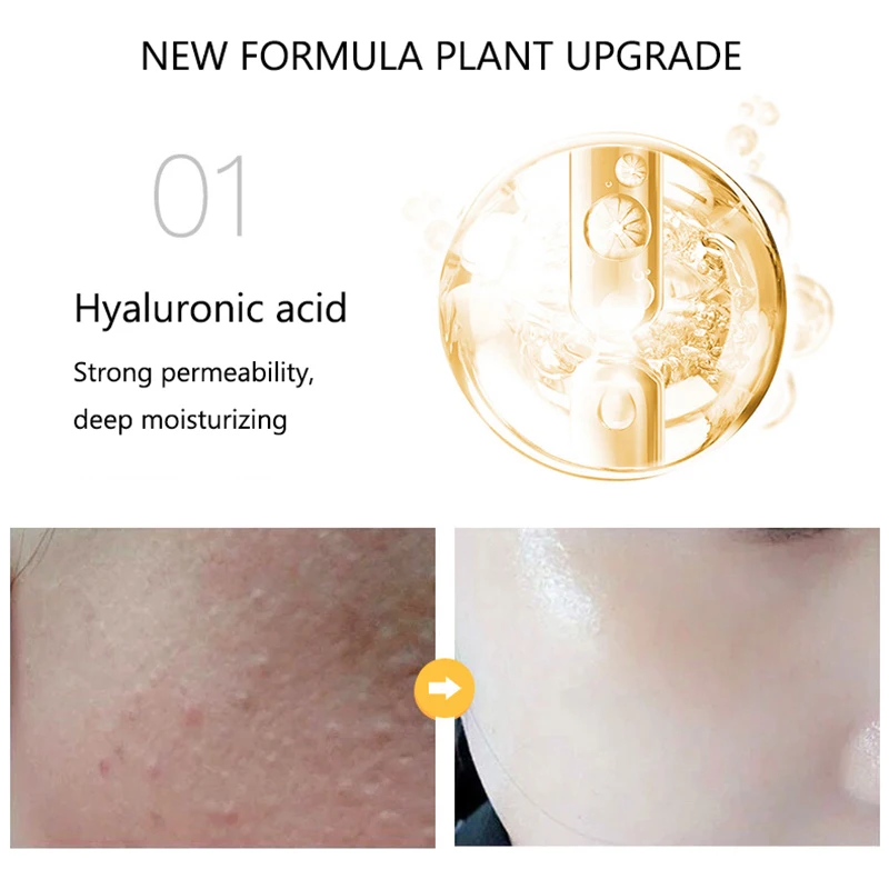 24K Golden Niacinamide Essence Liquid Deeply Nourishes Anti Wrinkles Anti Aging Hyaluronic Acid Nourish Skin Facial Moisturizer