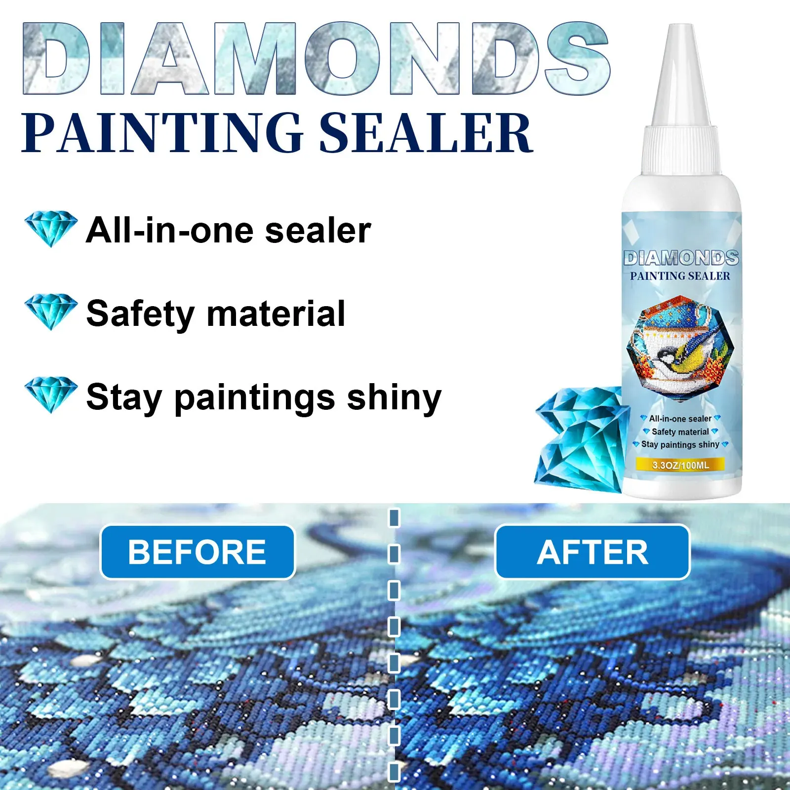 Diamond Painting Sealer Glue DIY 5D Diamond Painting Puzzle Brightener Transparent Glue Quick Drying Hold Shine Effect Sealant