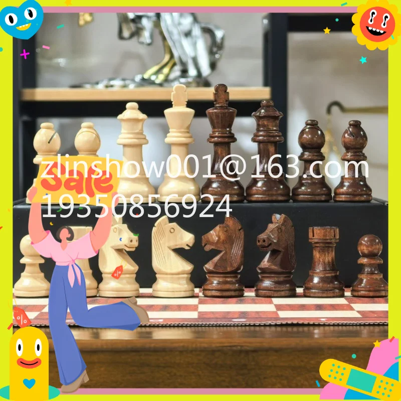 3.75In All Solid Wood Chess Pieces Staunton Chess Standard Game Large Wooden Pieces