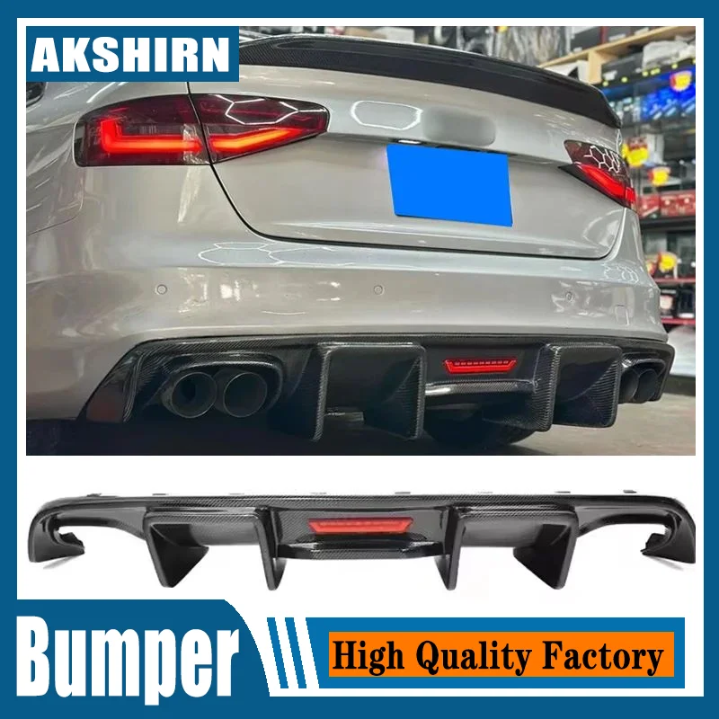 For Audi A4 S4 B8.5 Sedan 4 Pintu 2012-2016 High Quality Carbon Fiber Rear Bumper Lip Spoiler Rear Diffuser Protector 