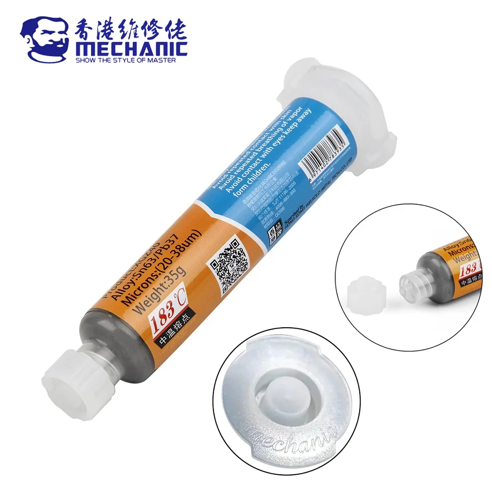MÉCANICIEN XGZ40-Pâte à Souder 18/10 cc, 183 ℃, Point de Fusion, Seringue de Soudage par Avance, Flux de Soudage 18/pour PCB, Réparation de Puces SMD