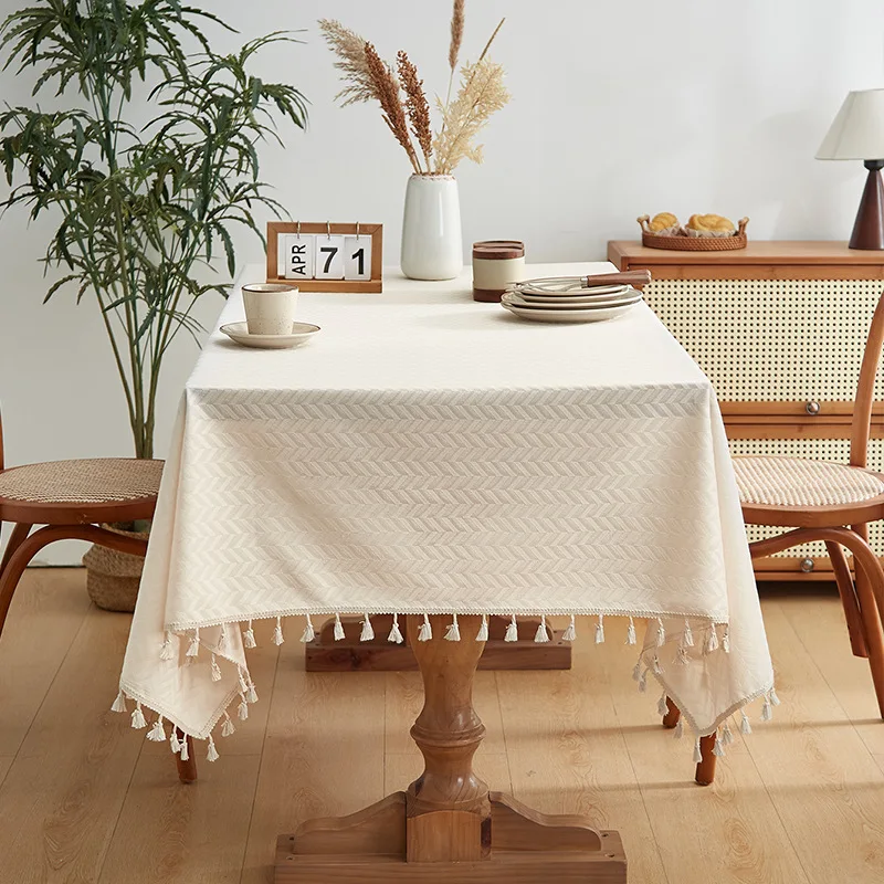 New Japanese Vintage Country Style Tablecloth, Rectangular Dustproof Heat-Resistant Dining/Tea Table Cover, Artistic Home Use