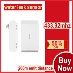 1pc/lot smart RF water alarm detector 433mhz wireless water leak detection device, compatible for most home alarm kits