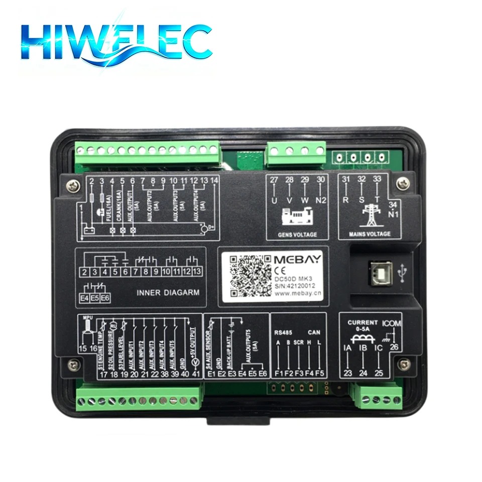 Mebay Generator Controller DC50D MK3 DC50DR MK3 Genset Electronic Control Module Panel for Diesel Engine