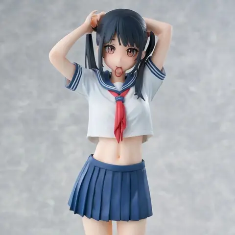 메이드 유니폼 더블 테일 소녀 애니메이션 피규어 소장 선물 PVC 정적 모델 일본 애니메이션 고등학교 유니폼 테마