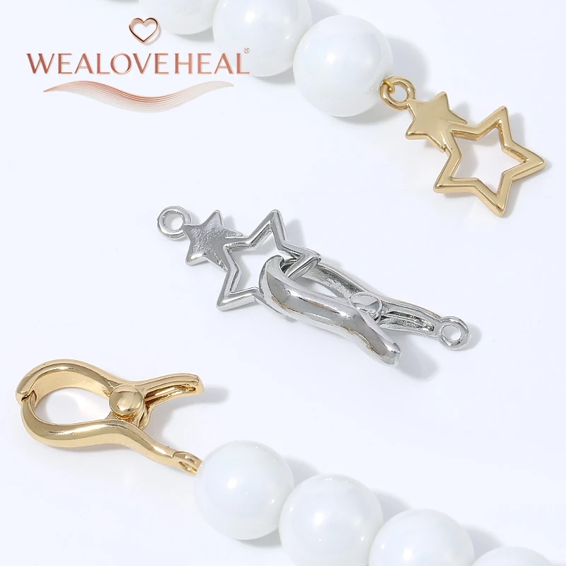 1 Stück 18K vergoldeter Messing-Doppelstern-Druckverschluss, Schnappverschluss für DIY-Perlenkette, Armband, Schmuckherstellung. – Detail 15