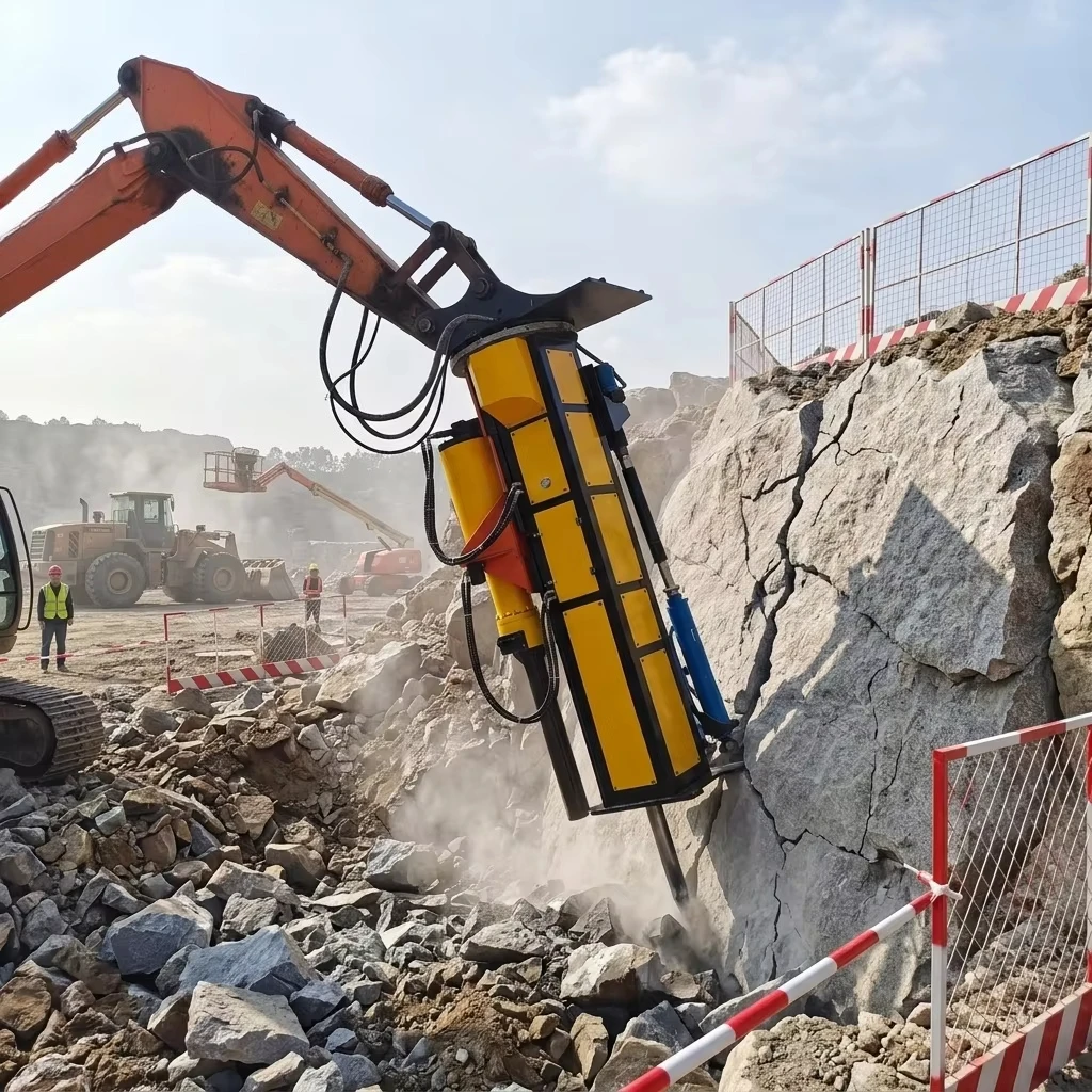Drill Split Integrated Machine Wheeled Portable Unit 360° Rotatable Drill Arm Mountain Boulder Separation Processing Machine