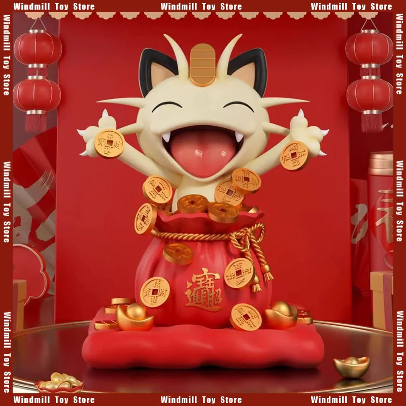 

13cm Team Rocket Meowth Pokémon Kawaii The Lucky Cat Gold PVC Anime Peripherals Desktop Figure Ornaments Model Collections Toy
