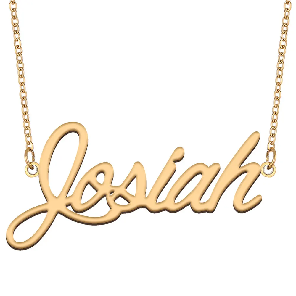 

Josiah Name Necklace for Women Stainless Steel Jewelry Gold Color Nameplate Pendant Collares Para Mujer Letters Choker