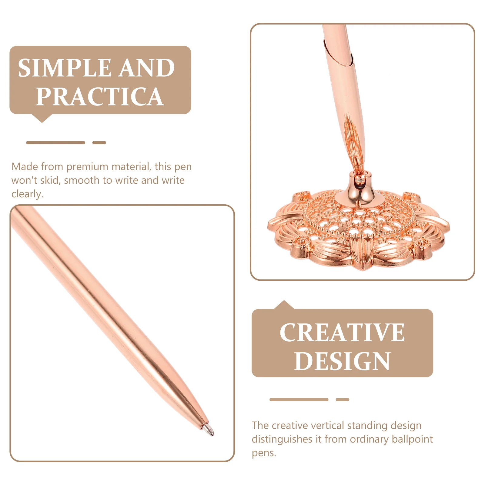 

2 Pcs Signature Pen for Geust in Pens Business Decorative Desktop Rose Gold Signing Ballpoint Fine Writing Metal Office