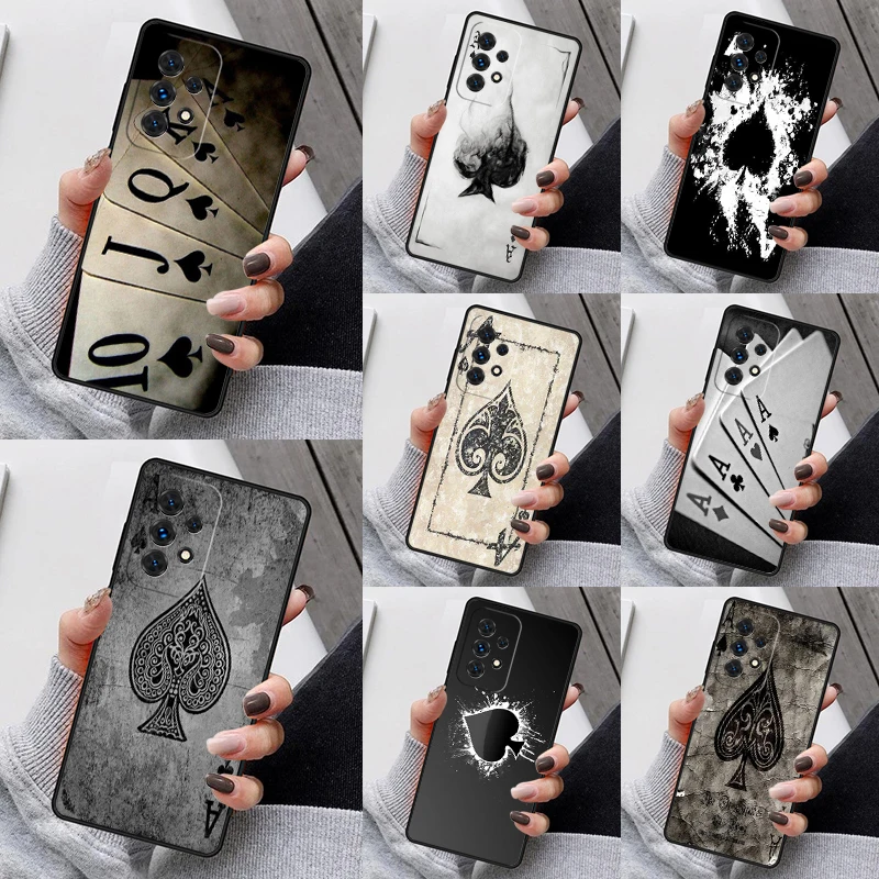 Ace of Spades Poker Phone Case For Samsung Galaxy S23 S21 S20 FE S24 S22 Ultra Note20 S10 S9 S8 Plus A40 A52 A12 A13 A53