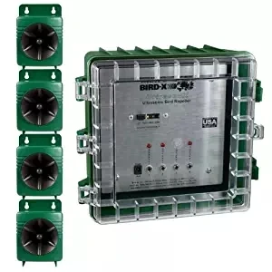 2025 مبيد الطيور بالموجات فوق الصوتية، نظام احترافي ذو 4 مكبرات صوت يغطي تغطية 3,600 قدم مربع