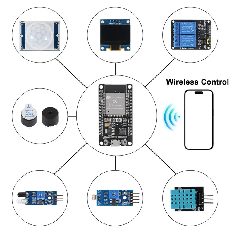esp32-esp-32s-wifi開発ボード用ndin-95pcsベーシックスターターキット、arduinoプロジェクト学習キット、箱入りesp32キット