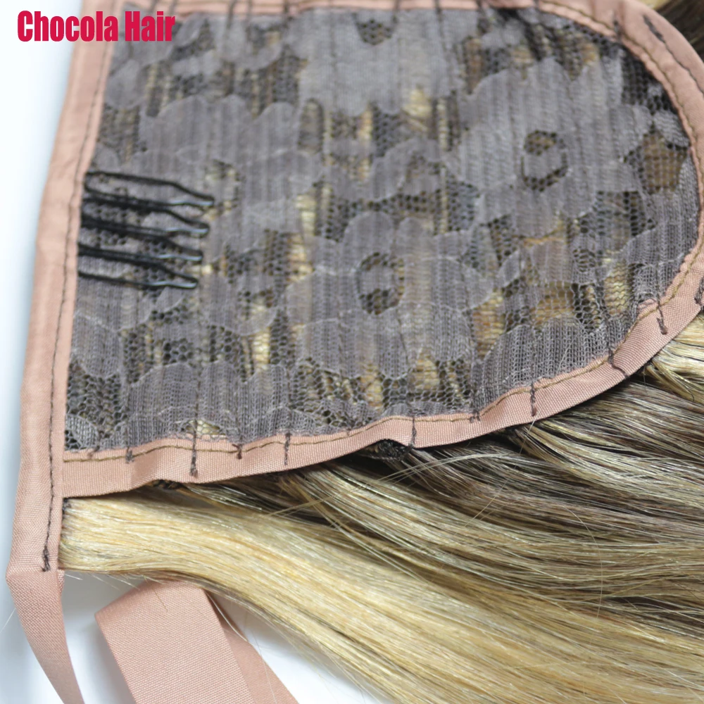 Chocola Brazilian  Remy Human Hair Ribbon Ponytail Clip in 16