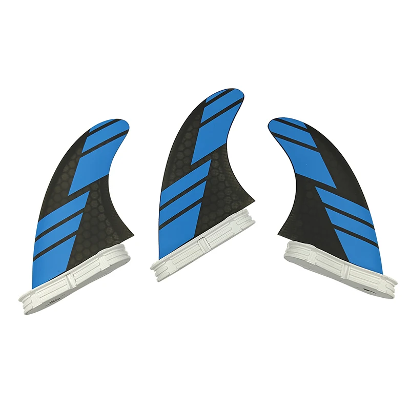 

UPSURF FCS 2 Fins New Arrival Double Tabs 2 surfboard fin Honeycomb fiberglass surf fin Tri-fin set size M Blue With Black color