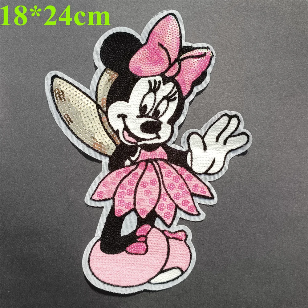 Large Mickey Mouse Flowers for Kids Clothing Patch Stickers Punk Jackets Bag Pants Patches on Denim Embroidery DIY Stickers Badg