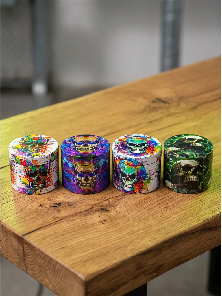 2inch/50mm Multi Skull Grinder Metal 4-layer Spice Mill Manual Pepper Mortar Pestle Tobacco Grass Grinder Smoke Cigarette Tool view 2
