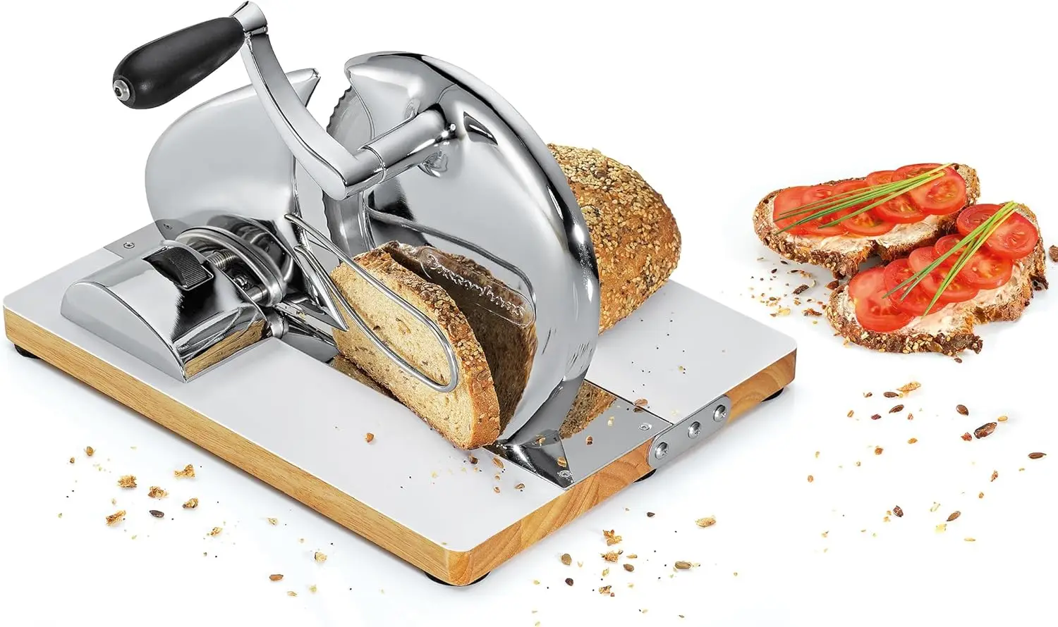 Manual Stainless Steel Bread Slicer (Silver -brown)