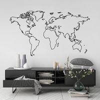 Map of The World Vinyl Wall Decal for Bedroom Decoration Map Vinyl Wall Stickers Home Decor Wallpaper Removable Mural D082