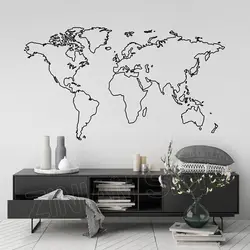 Map of The World Vinyl Wall Decal for Bedroom Decoration Map Vinyl Wall Stickers Home Decor Wallpaper Removable Mural D082