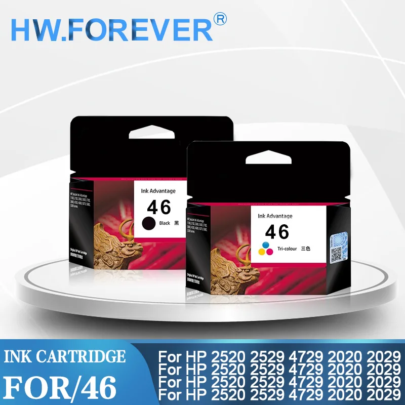 For HP46 Original 46 Ink Cartridge Printhead For HP Deskjet 2520hc 2529 4729 2020 2029 Printers Full Vivid Color Ink Cartridge