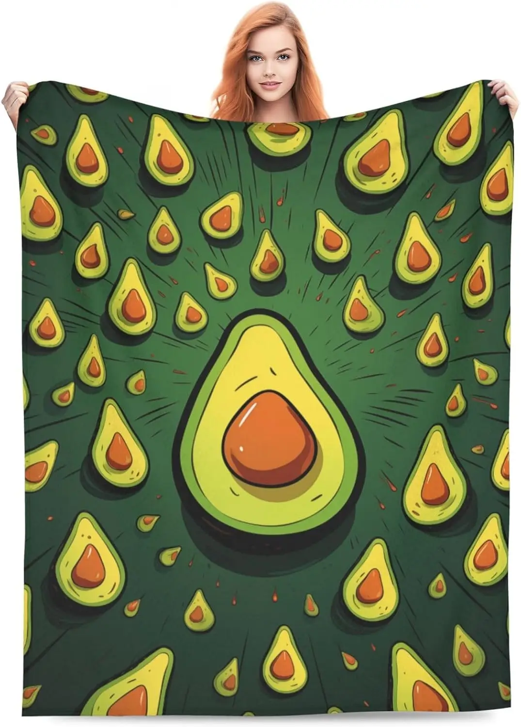 

Avocado Fruit Blanket Cute Cartoon Avocado Print Gifts for Women Kids Girls Home Bedroom Living Room Decor Soft Cozy Lightweight