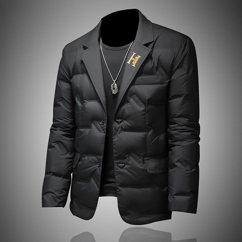 Top Grade Man Down Jacket 2025 Winter Men Business Casual Classic Suit Collar 90% white Duck Down Coat Keep Warm parkas