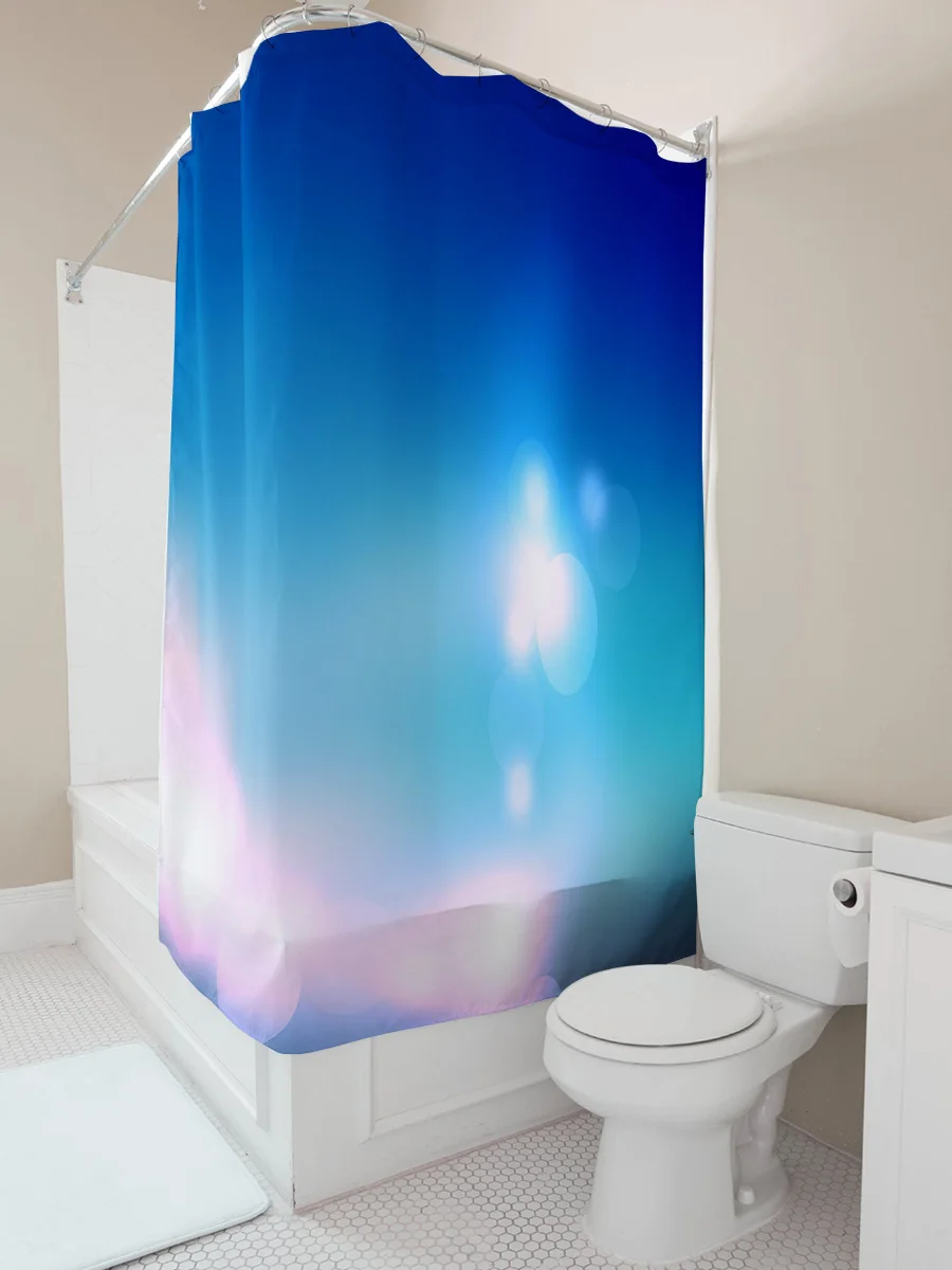 

Мечтательная градиентная синяя занавеска для душа, свежий декор для ванны, водонепроницаемая, устойчивая к плесени, звукоизоляционная, с изоляцией для дома, незаменимая, поднимает пространство