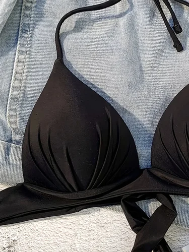 Imagen 2 del producto XS - XL Sexy 2025 Push Up Bra Cup Halter Bikini Top Mujer Traje de baño Mujeres Traje de baño Bañista Traje de baño Swim Solid Beach wear Top