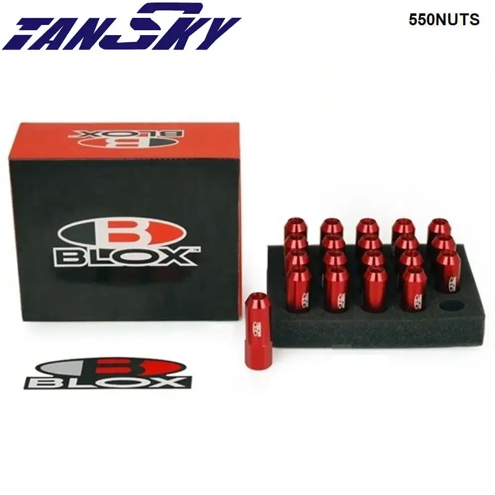 Blox Racing مزورة 7075 صواميل عروة ألومنيوم عالمية لمعظم السيارات M12X1.25 / M12X1.5، L: 60 مم 20 قطعة/المجموعة TK-550NUTS