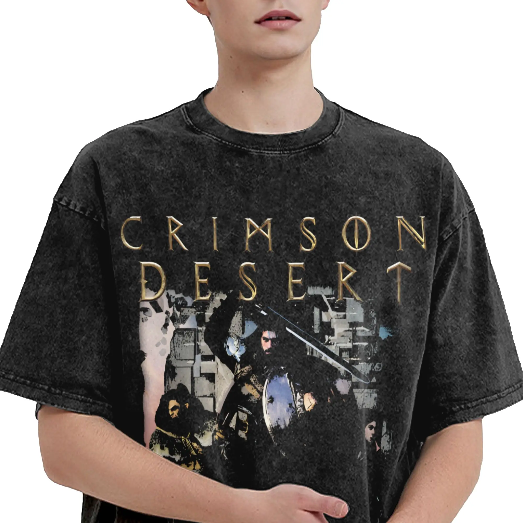 Pearl abyss crimson desert  Washed T Shirts Streetwear Hip Hop Vintage T-Shirts  Tees Tops Men Women Short Sleeve Oversize