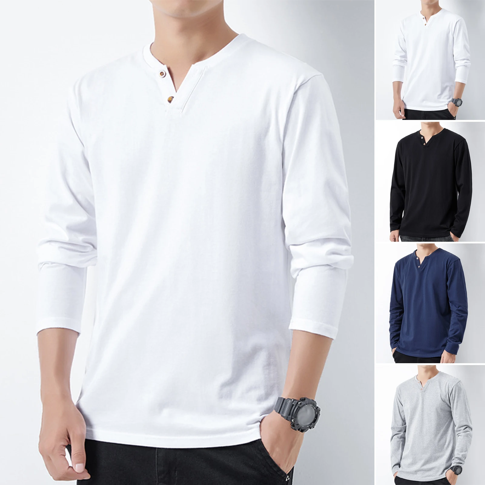 Great  Men T-shirt Slim Casual Base Shirt Long Sleeve Fit Autumn T-shirt for Daily Wear