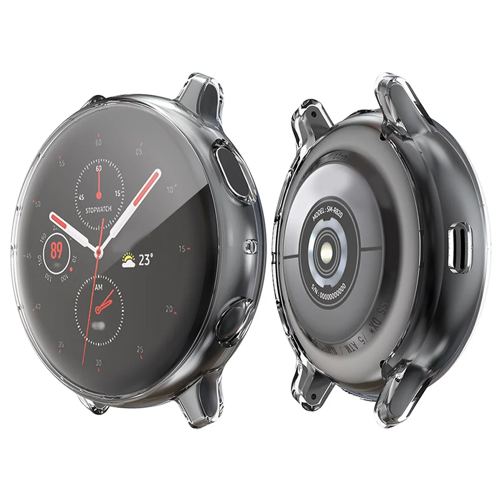 2Pcs Electroplate Protective Watch Case Cover Scratch Resistant Flexible Tpu Frame Compatible 2 Transparent
